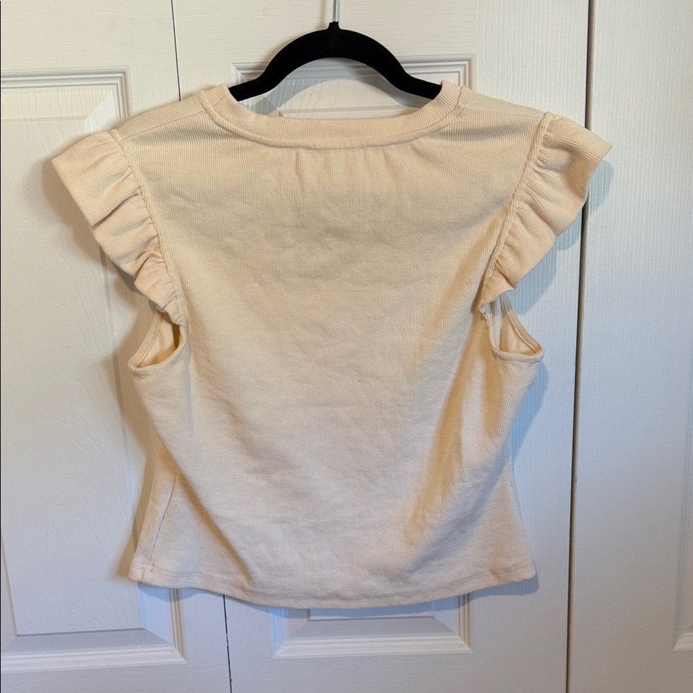 Free the Roses Cream Ruffle Sleeve Tee - Picture 3 of 3
